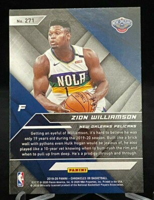 2019-20 Chronicles XR Green #271 Rookie Zion Williamson New