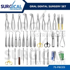 75 Pcs Oral Dental Extraction Surgery Extracting Elevators Forceps German Grade