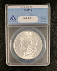 Mint State 63 1887 BU Morgan Silver Dollar - Blazing White, Mirror Proof-Like!