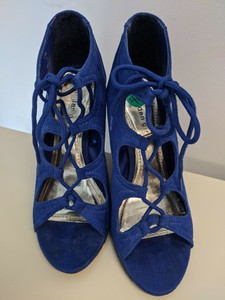 cobalt blue wedge shoes