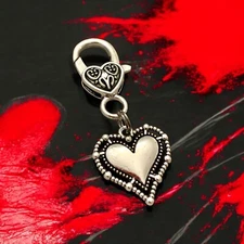 LACEY HEART Clip-on Charm with Heart-shaped Lobster Clasp. Romantic, Valentine’s