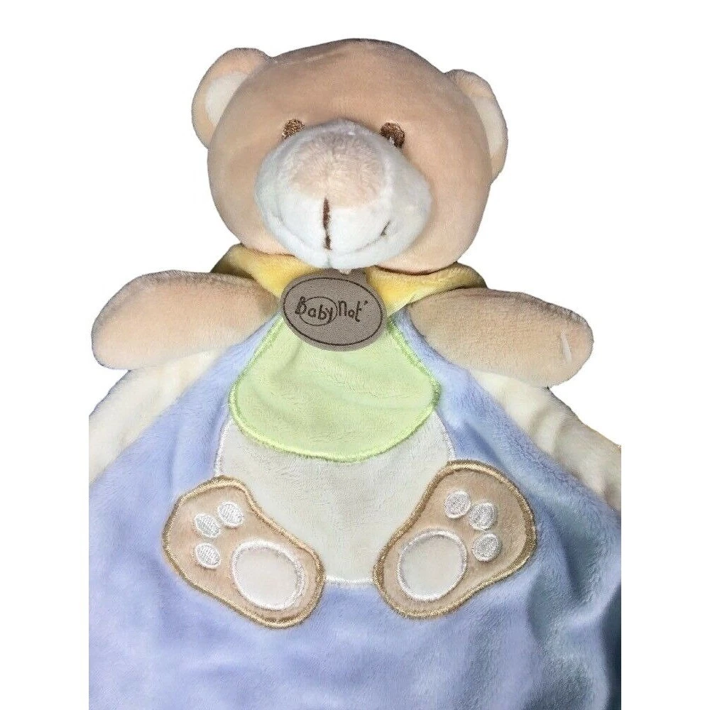 Baby Nat Teddy Bear Lovey Security Blanket Crinkle Minky Super Doudou Light  Blue