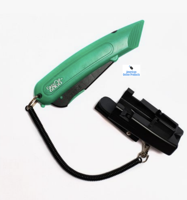 Easy Cut 6000 Green Safety Box Cutter Knife Holster Lanyard Easycut
