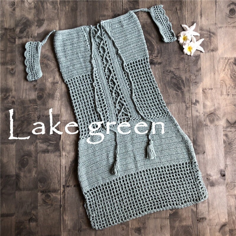 Boho Crochet Hollow-Out Mini Dress Summer Beach Sexy Bandage One Piece Outfit image 10