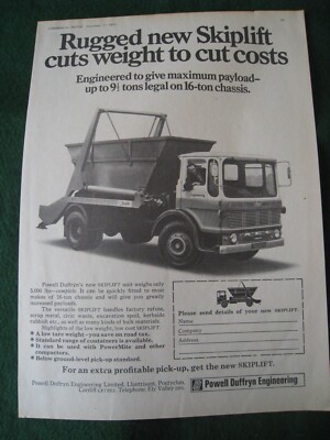 SKIPLIFT REDUZIERT GEWICHT, UM KOSTEN ZU SENKEN POWELL DUFFRYN INGENIEUR 1970 WERBUNG A4 AKTE 28