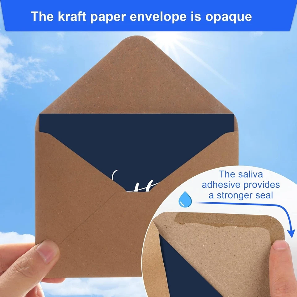 Joyberg 34 PCS Thank You Cards 3.5x5, Blank Navy For Baby Shower , Brown Paper E - Image 2 of 4