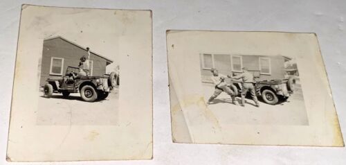 Lot de photos instantanées anciennes soldats américains de la Seconde Guerre mondiale équipement de baseball goofing autour ! - Photo 1/6