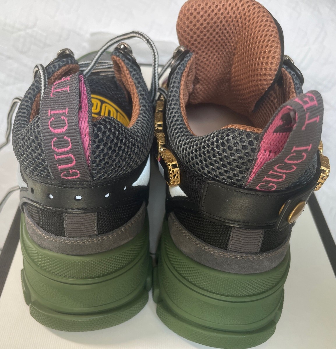 Gucci Green Journey Flashtrek Purple Jewelry Crystal Lace Up Hiker