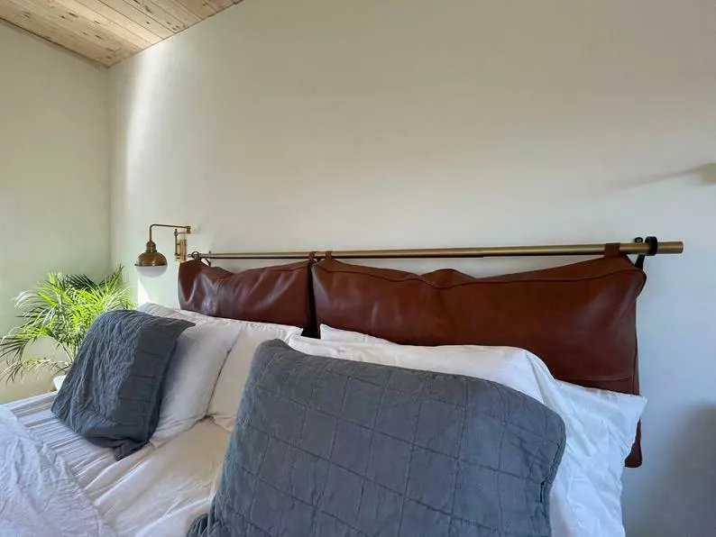 Hanging leather headboard online