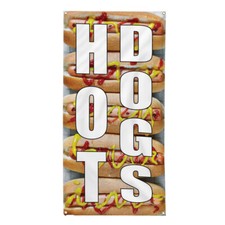 Vertical Vinyl Banner Multiple Sizes Hot Dogs Restaurant Cafe Bar Food Fair