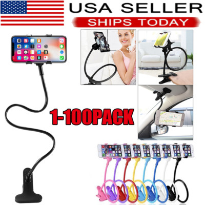Universal Mobile Phone Gooseneck Stand Holder Flexible Bed Desk Table Clip lot
