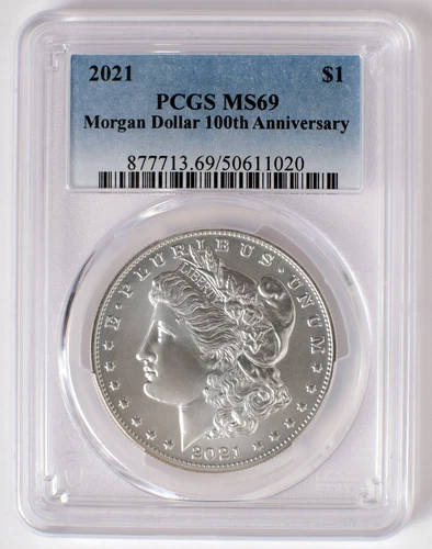 2021 MORGAN PCGS MS69 Silver $1 Dollar Coin Philadelphia MS 69