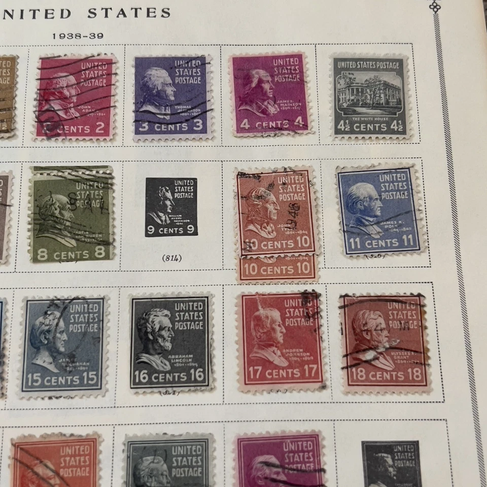 1938-1940 US STAMPS LOT ON ALBUM PAGE PRESIDENTS GOLDEN GATE CORONADO WORLD FAIR - Image 4 of 4