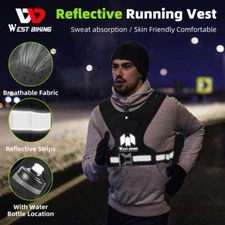 WEST BIKING Reflective Running Vest Phone Holder Water Bottle Bag Cycling Vest