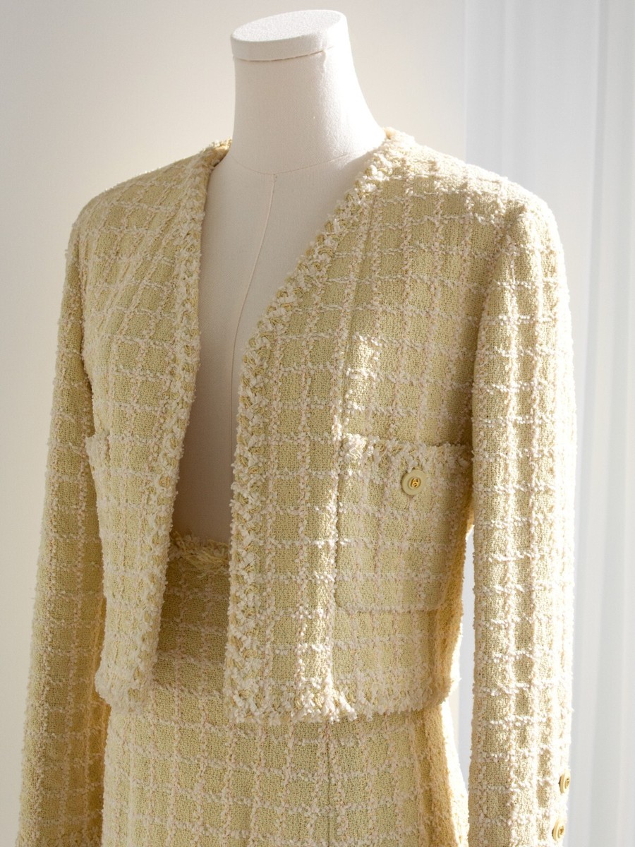 Chanel Vintage S/S 1994 Yellow Green Fantasy Tweed 94P Jacket