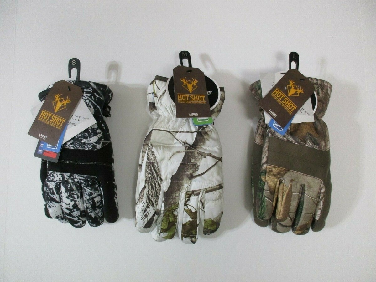 Women's Hot Shot Realtree S M L Waterproof Insulated Text Camo Winter Gloves
