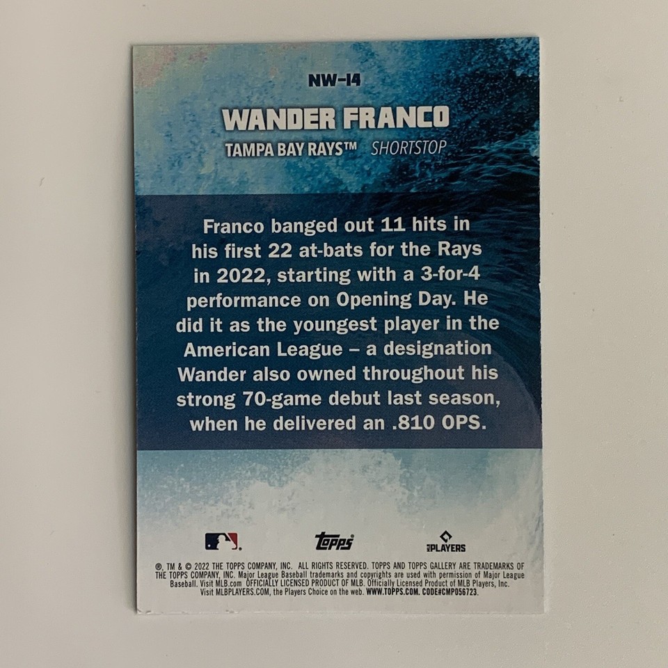 2022 Topps Gallery Wander Franco Rookie Next Wave Card NW14 Tampa Bay Rays eBay