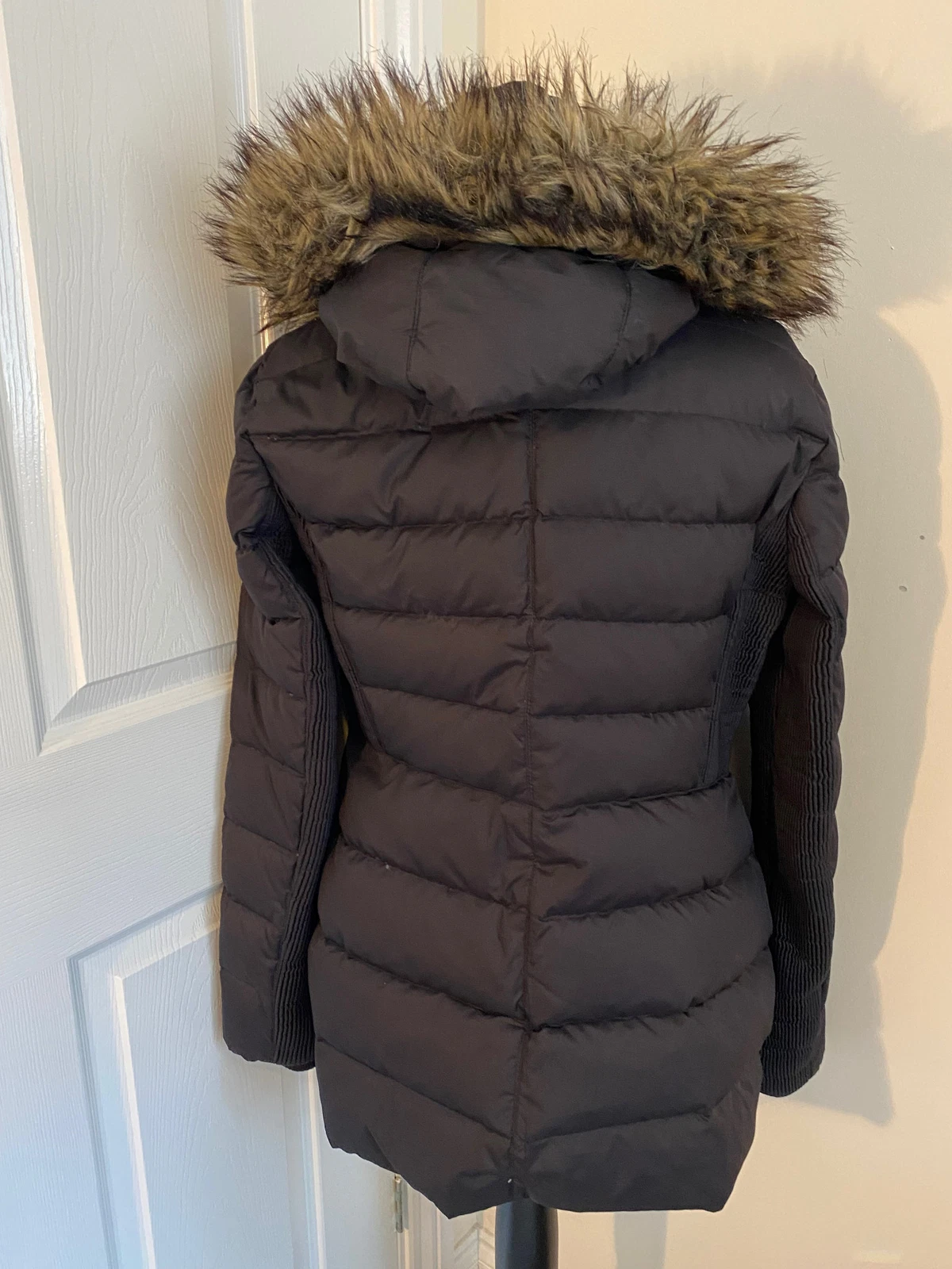 Michael Kors giacca donna nera foderata in pelliccia cappuccio nero parka puffer taglia M