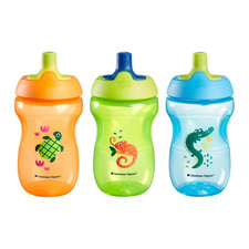 Sportee Water Bottle, for 12M , 10Oz, Pack of 3 Non-Spill Sippy Cups for Toddler