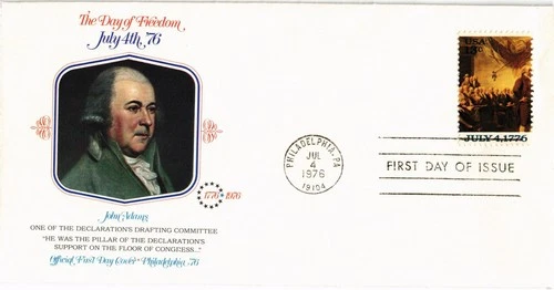Dr Jim Stamps FDC 13c Delegates & John Adams Scott 1692 Philadelphia '76 Monarch