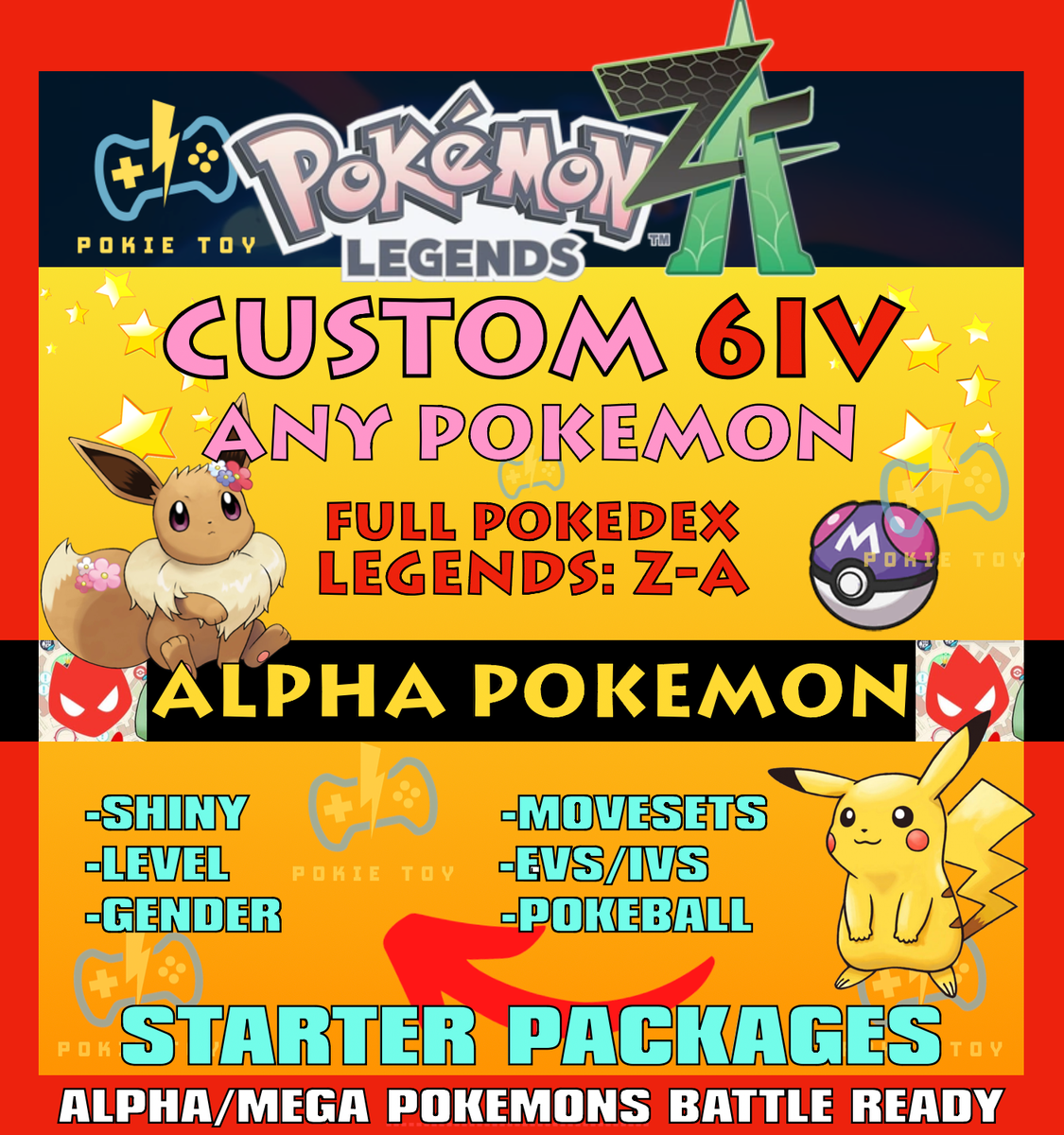 POKEMON LEGENDS ZA✨Custom Any 6IV Pokemon Shiny/Non✨SHINY ALPHA