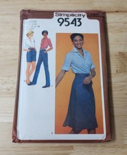 Simplicity Pattern MISSES PANTS-SHORTS-SHIRT-SKIRT 9543 Waist: 40-42 UNCUT 1980