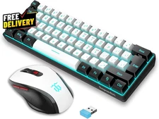 2.4G Wireless Gaming Keyboard and Mouse Combo Include Mini 60% Merchanical......