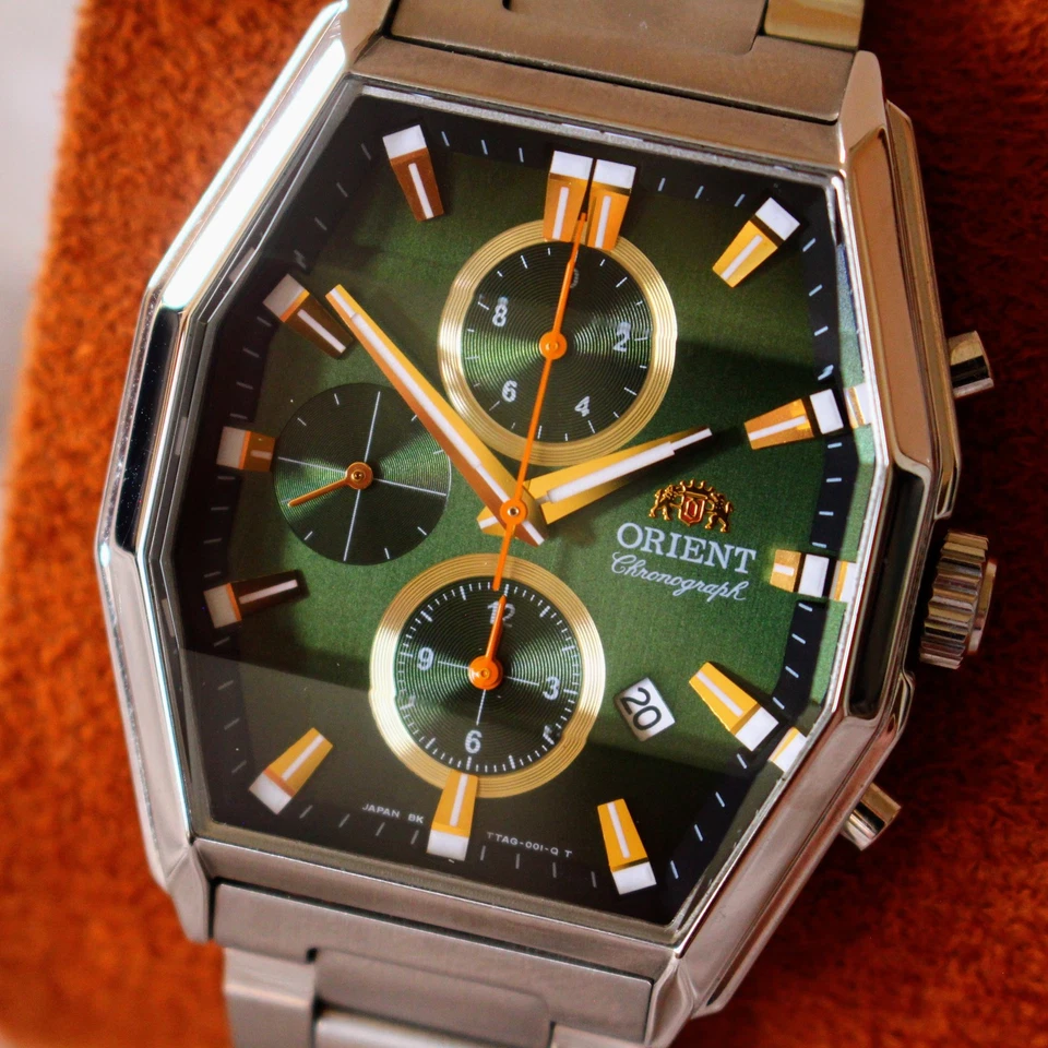 Orient Chronograph Green Dial Meca-Quartz Hexagonal Case Watch - c.2000s - image 2 of 4