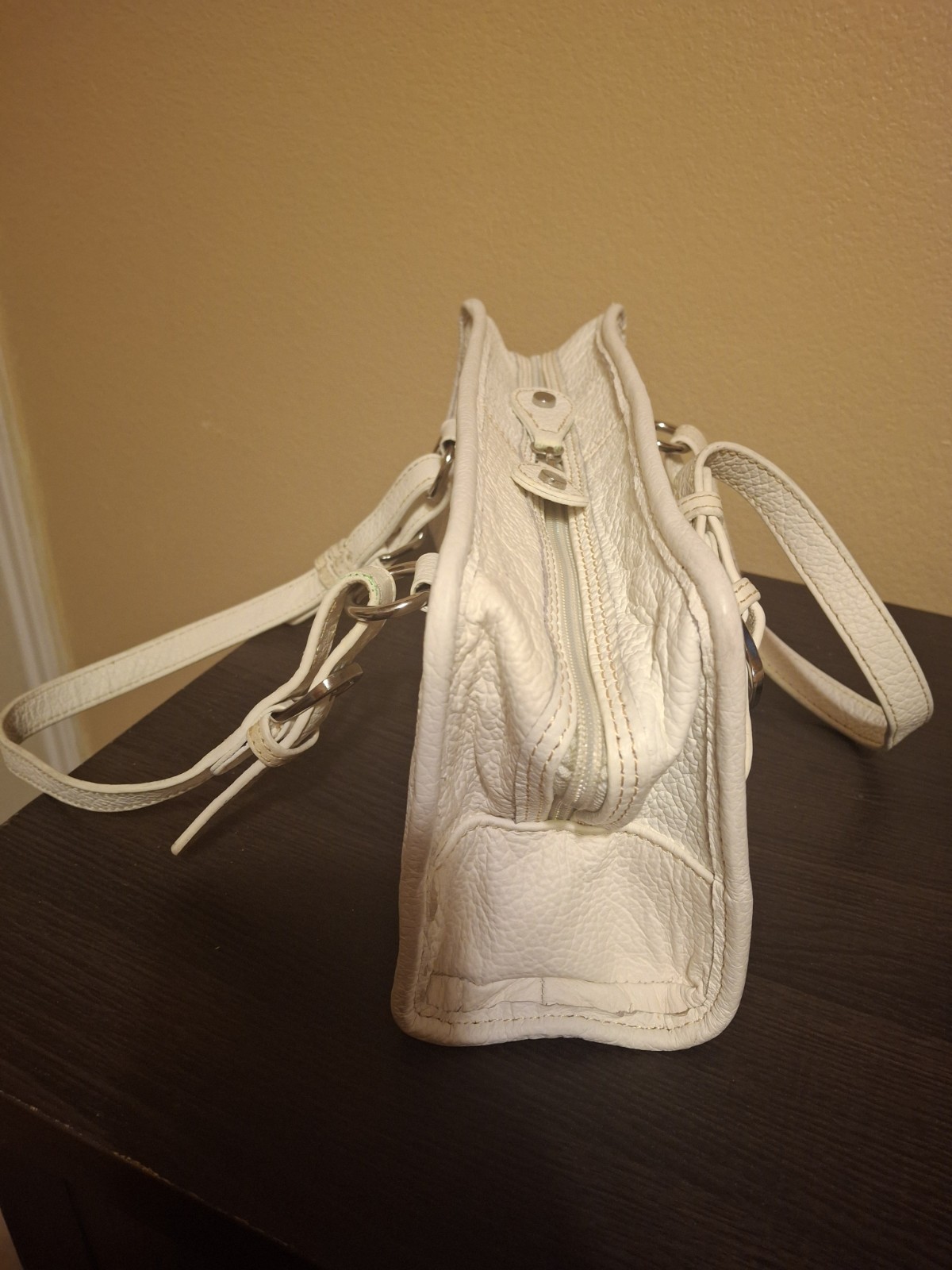 Ameri Leather White Satchel Handbag - image 5