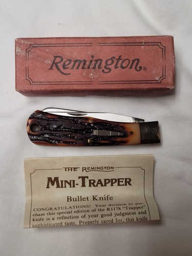 NOS 1991 REMINGTON # R1178 MINI TRAPPER BULLET Folding Pocket KNIFE UCM USA