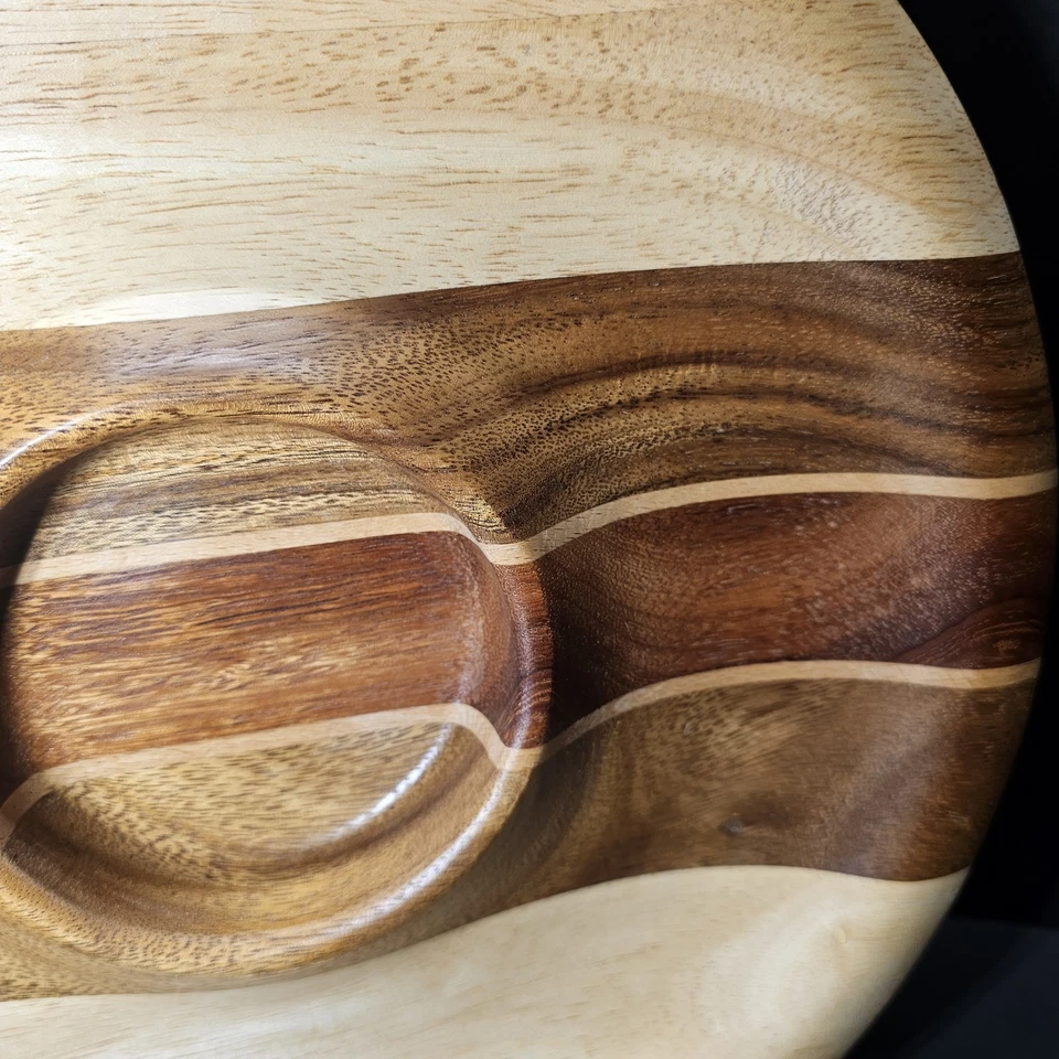 Tazón para aperitivos de madera Nambe Three - Madera de acacia - Hecho en Tailandia - 13,5 pulgadas Foto 2 de 4