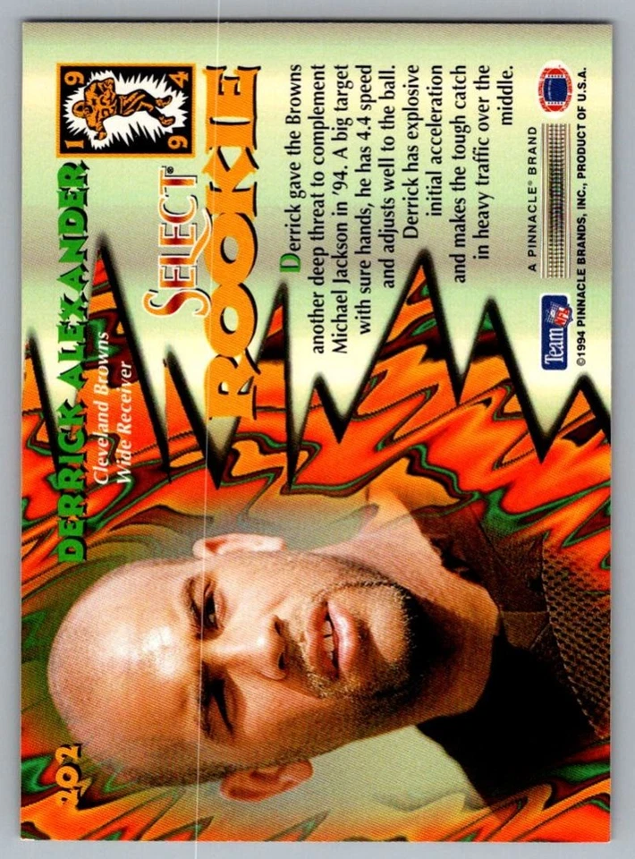 1994 Select Derrick Alexander Rookie Cleveland Browns #202 - Image 2 of 2