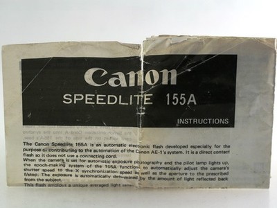 Instructions Canon Speedlite 155A 155 A 155-A Owners Manual