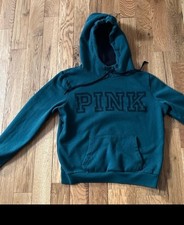 PINK fleece lined hoodie green medium