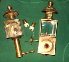 2 LANTERNES / APPLIQUES de CALECHE cuivre fonctionnelles  pétrole / electricité