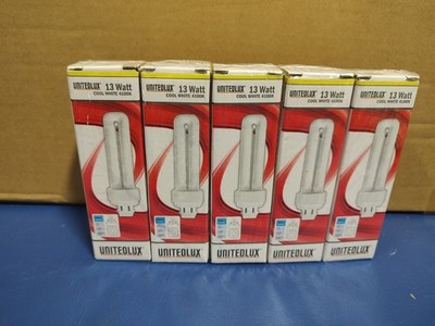 UnitedLux (5-Pack) Fluorescent 13W Light Bulb 4100K 4-Pin Base G24q-1