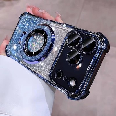 For iPhone 17 Pro Max 16 15 14 13 12 Shockproof Bling Mag Safe Case Lens Cover