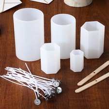 Set Silicone Candle Moulds Candle Wick Holders with Candle Wicks for DIY