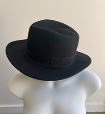 Whistles Black Wool Fedora Hat