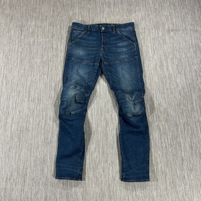 G-Star Raw Jeans 32X32 Modern Fit 3D Slim 5620 Biker Patched Blue Stretch Denim