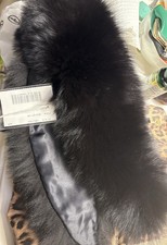 NEW Black Dyed Fox Collar Finland Origin Satin Lined Luxury Real Fur Wrap