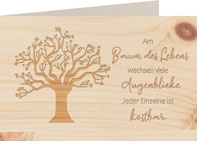Holzkarte - BAUM DES LEBENS - 100% handmade in Österreich - Postkarte, Geschenkk