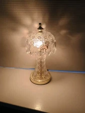 Vtg Gilbert Crystal Clear Cut Glass Mini Boudoir Table Lamp NYC Tested & Works