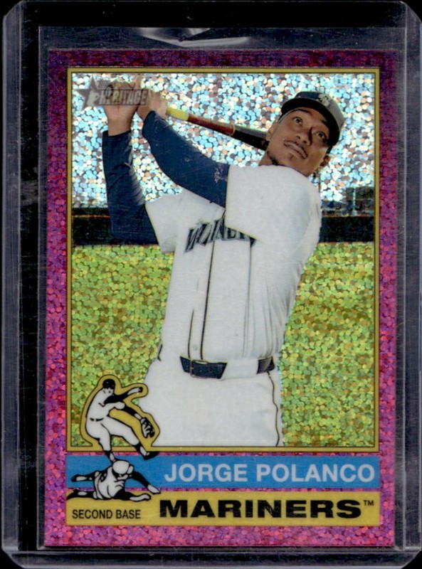 2025 Topps Heritage Jorge Polanco Chrome Pink Sparkle Refractor #97 Mariners