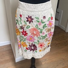 Maeve from Anthropologie Skirt with Floral Embroidery Size 4