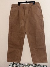 Carhartt Brown Tan Canvas Loose Original Fit Carpenter Pants, Men's 42 X 30