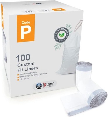 Compatible With Simplehuman Code P - Durable Custom Fit Plastic White Trash Bags