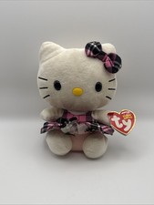 TY Beanie Buddies Hello Kitty Pink  Black Tartan Plaid Dress Plush