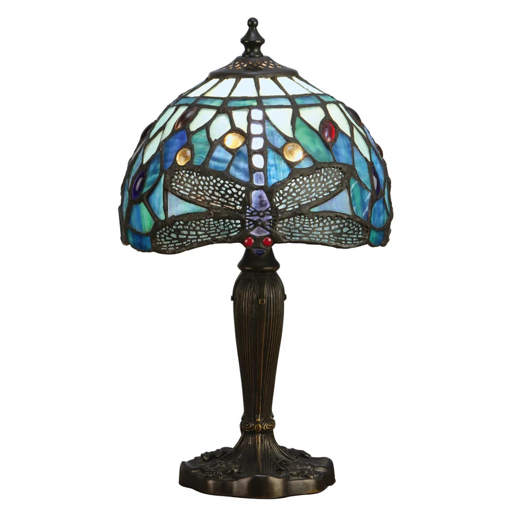 Tiffany Table Light Floor Bronze Dragonfly Blue Dark 200mm Interiors 1900 64088