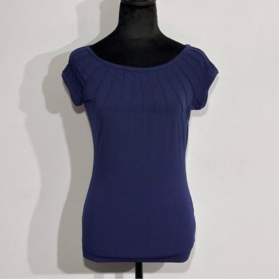 The Limited | Navy Blue Women s Stretch Polyester Pleated Sleeveless Blouse XS